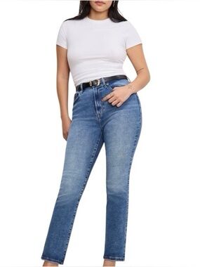 GOOD AMERICAN Always Fits Good Legs Straight Jeans Medium Wash Size 14 - 18